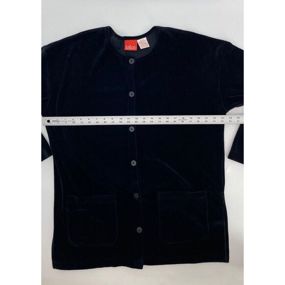 Liz & Me Women’s Vintage Velour Black Button Up Cardigan With Pockets Size Small - Picture 8 of 9